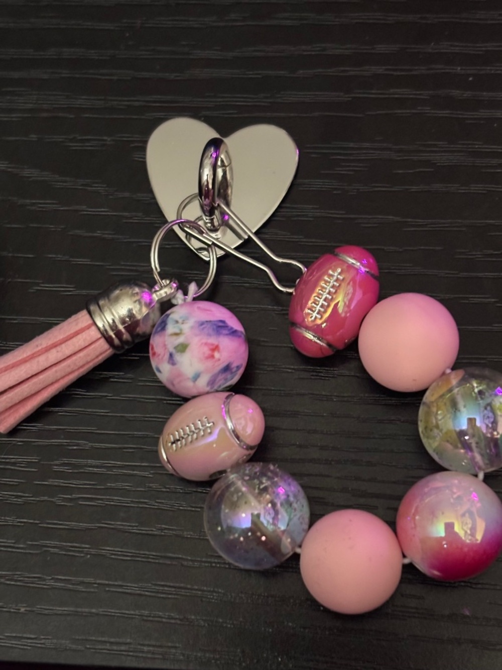 Kindle Charm Accessory Football Pink Flowers